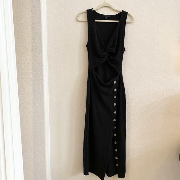Lulus Dresses & Skirts - Lulus Dress Black Open Front Button Up Stretch Sleeveless‎ Bodycon Midi  XL